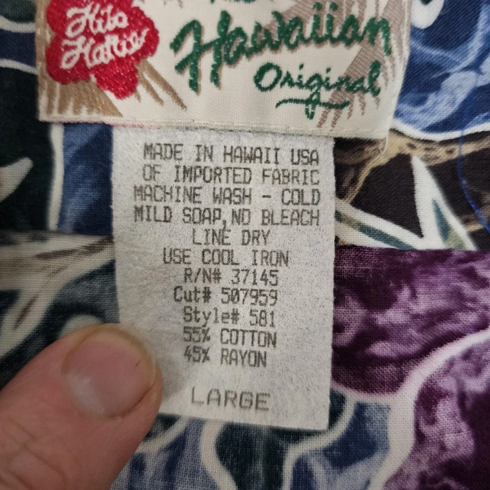 Hilo Hattie Shirt Mens Large Multicolor Hawaiian Floral Aloha Button Front - Picture 4 of 10